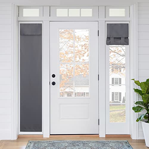 No Drill 12 inch Curtains for Sidelight French Door Curtain (Grey / 12"W x 72"L (Pack of 1))