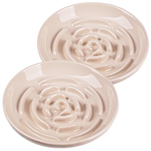 Slow Feeder Cat Bowl Set of 2 (apricot)