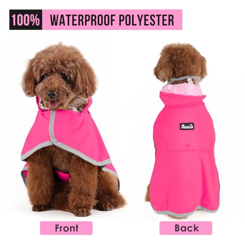 Dog Raincoat Waterproof Dog Rain Jacket with Clear Hooded (Fuchsia / Large)