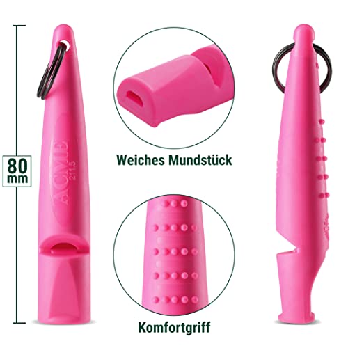 Alpha 211.5 Professional Dog Training Whistle with Enhanced Ergonomic Grip. BPA (Day Glow Pink)