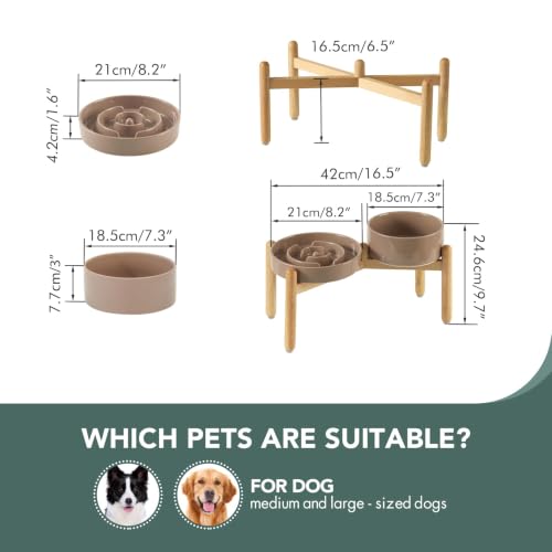 Elevated Slow Feeder Dog Bowls (Brown Coffee)