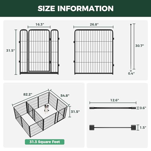 Homeplus Indoor Dog Playpen with Divider Connectors (Black / 32"H)