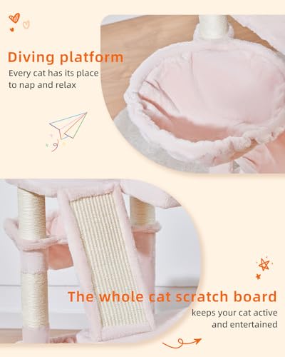 Sturdy Cat Tree (Jelly Pink / 57.5 Inches)