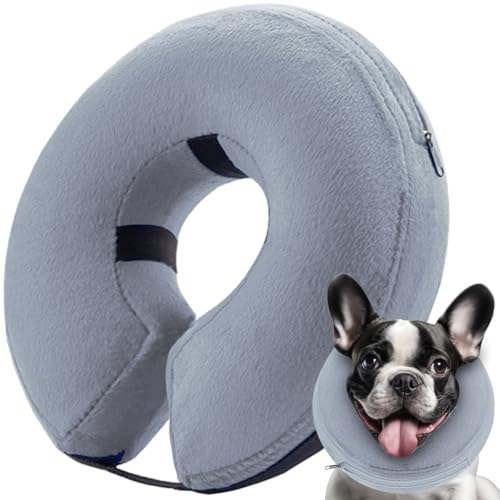 Inflatable Dog Cone Collar (Light Grey / Large [Neck: 13"-18"])