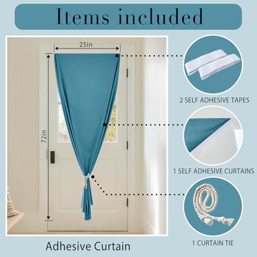 100% Blackout French Door Curtain (24"W x 72"L (Pack of 1) / Stone Blue)