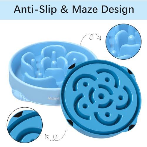 2 Pack Slow Feeder Dog Bowls (A-LightBlue&DarkBlue / Large)