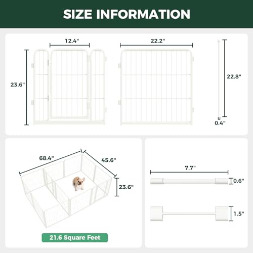 Homeplus Indoor Dog Playpen with Divider Connectors (White / 24"H)