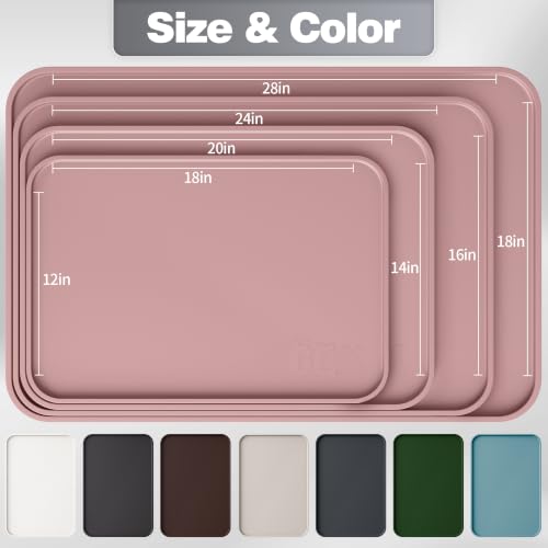 Silicone Dog Cat Food Mat Extra Thick Raised Edge (Dusty Rose / 18"L x 12"W)