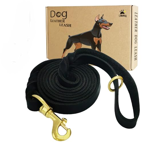 Leather Dog Leash 8ftx1 (8ft x 1/2'' / Black)