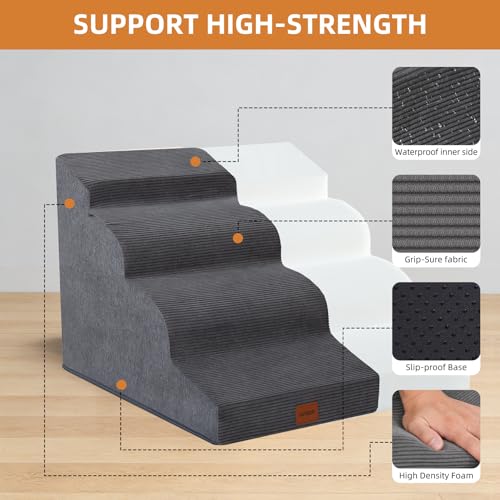 Dog Stairs for Small Dogs and Cats (Grey / 15.7x28.3x19.7in)
