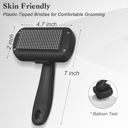 Self Cleaning Slicker Brush for Dogs & Cats (Black)