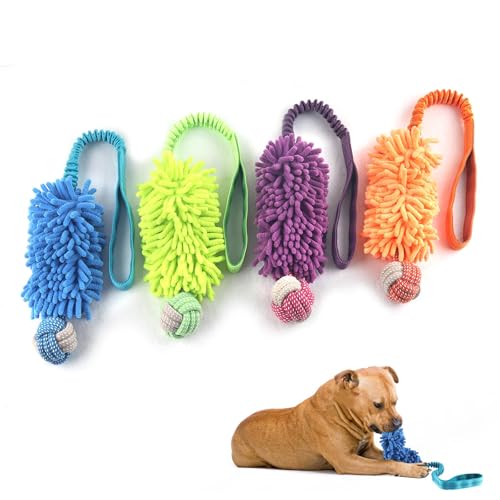 Puppy Toys Squeak Plush With Ropes Knots for Fun and Teeth Cleaning (Blue / Dog Bite Ball Toy)
