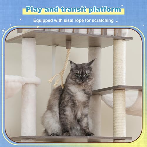 Wooden Cat Tree (Rustic Gray)