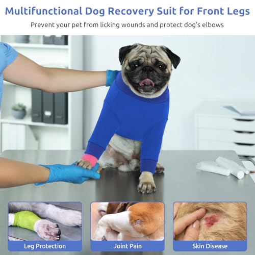 Dog Surgery Recovery Sleeve for Front Leg (X-Large / Blue)