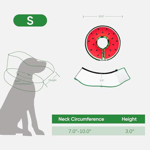 Raised Inflatable Dog Cone After Surgery (Watermelon / S(Neck 7"-10"))