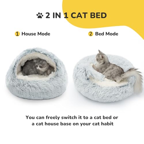 Cat Bed Hooded Cat Beds for Indoor Cats or Small Dogs (25.0"L x 25.0"W x 19.0"Th / gray)