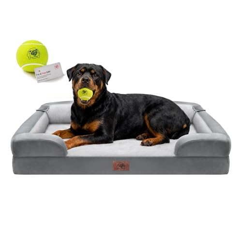 Waterproof Orthopedic Dog Bed for Extra Large Sized Dogs (45 x 35 x 9 in / Grey)