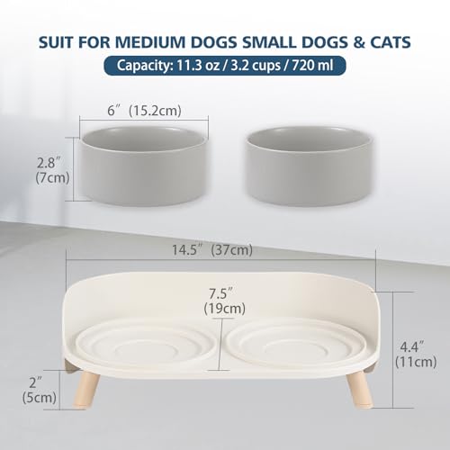 Elevated Ceramic Dog Bowl Set (Grey / Medium)