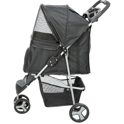 Foldable Pet Stroller for Cats and Dogs (Black)