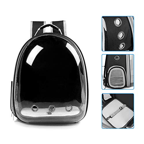 Cat Backpack Carrier Breathable Pet Travel Bag for Cats Dogs Bunny (BLACK / 13.9"L x 9.8"W x 16.5"H)