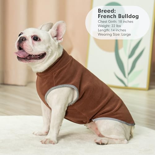 2 Pack Fleece Dog Sweater Pullover Lightweight Reflective Jacket (Large / Brown & Khaki)