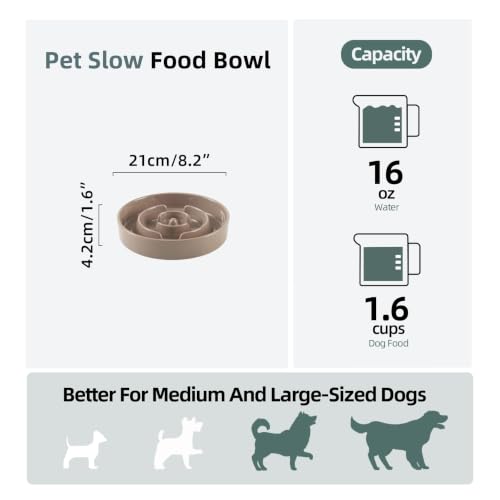 Ceramic Slow Feeder Dog Bowls (Brown Coffee)