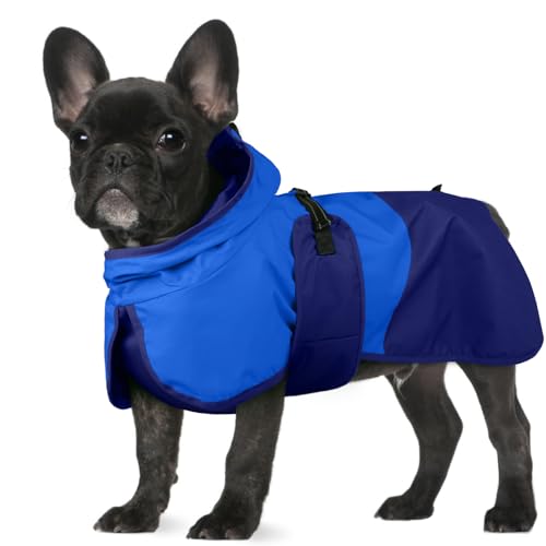 Dog Raincoat Waterproof Rain Jacket with Hood (S(Back Length11.8"") / Blue)