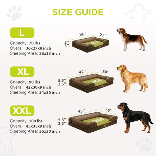 Waterproof Orthopedic Dog Bed for Extra Large Sized Dogs (45 x 35 x 9 in / Dark Brown)