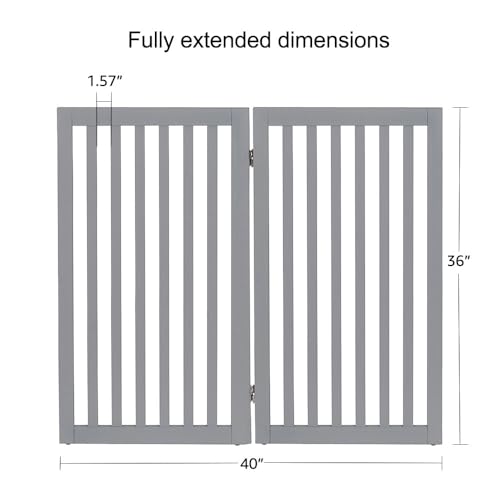 36”H Free Standing Pet Gate for Dog Cat (Gray / 40"W×36"H)