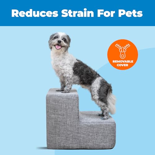 Dog Stairs & Steps (Ash Gray Linen / H: 12 Inches)
