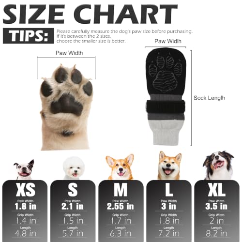 Non Slip Dog Socks for Hardwood Floors to Prevent Licking Paw XS (X-Small(6 Pack) / Black)