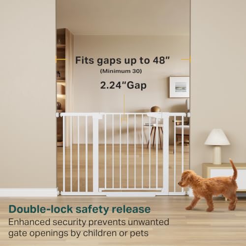 30 48 in Baby Gate for Stairs (White / 30-48"W x 30.5"H)