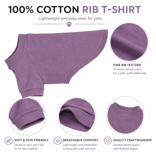 Ribbed Dog T Shirt Cotton Knitted Dog Sweaters for All Season Pet T (XL (for Medium Dog) / Taro purple)