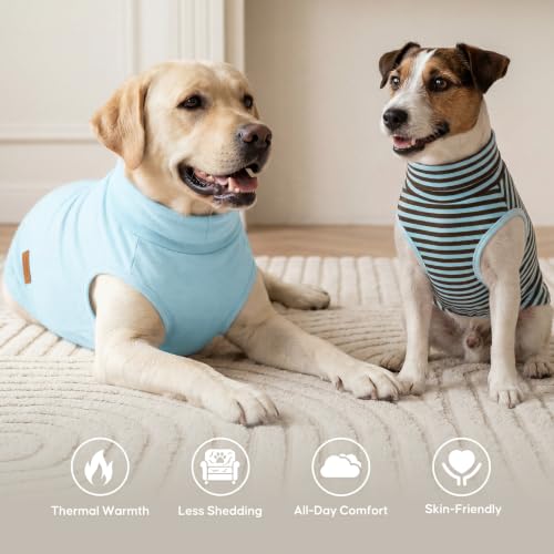 2Pack Dog Sweater for Large Dogs Soft Pet Coats Fleece Sweatshirt (XXX-Large (55-75lbs) / 6# Stripe+blue)
