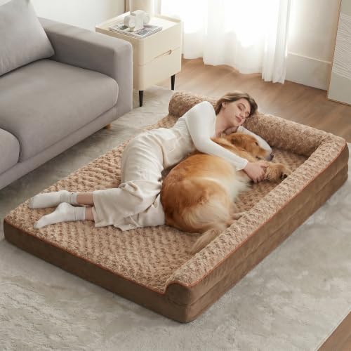 Orthopedic Washable Dog Bed (Beige Coffee / 61.0"l x 43.0"w x 7.5"th)