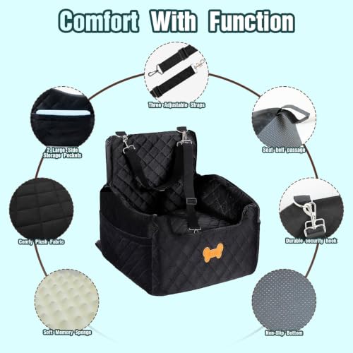 Dog Car Seat for Small Dogs (Black / Medium)