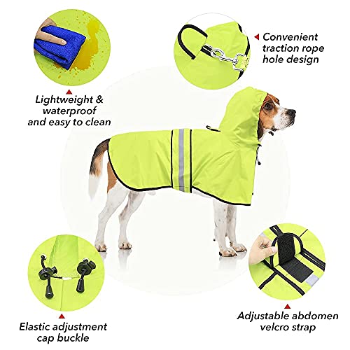 Dog Raincoat Reflective Pet Rain Jacket for Dogs (Neon Green / X-Large)