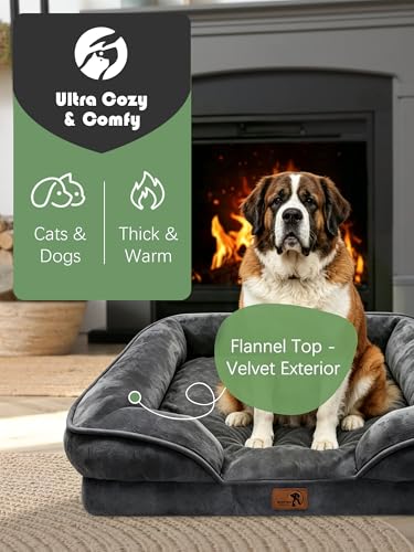 Orthopedic Dog Bed with Sides (53.0"L x 42.0"W x 8.0"Th / Dark Grey)