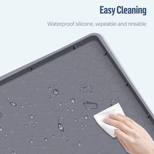 Pee Pad Holder for Dogs 34''x22'' Silicone Puppy Pee Pad Tray (Dark Grey)