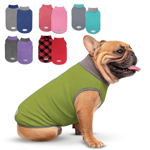 2 Pack Fleece Dog Sweater Pullover Lightweight Reflective Jacket (XX-Large / Grass Green & Grey)