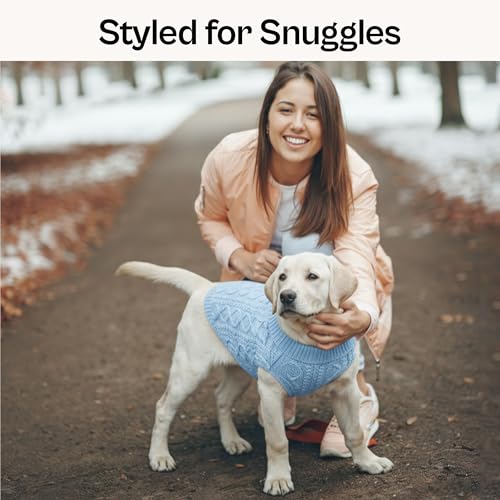 Dog Sweaters Pull Over (L / Cable Knit Blue)