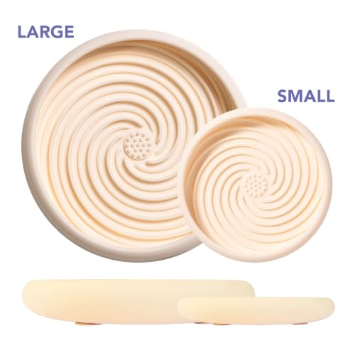 Lick Dish Silicone Lick Mat + Slow Feeder for Cats & Small Dogs (Almond / Small)
