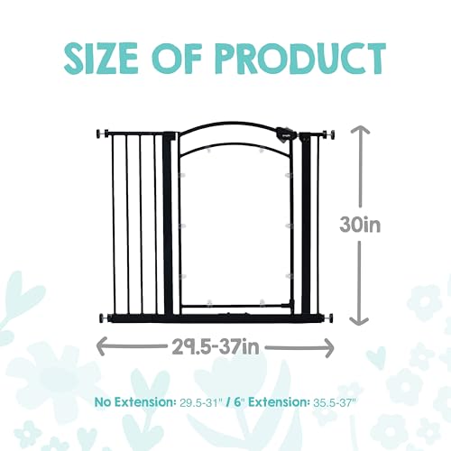 Safety 29.5" 37" Clear Panel Baby Gate (Black/Clear - 29.5-37"w X 30"h)
