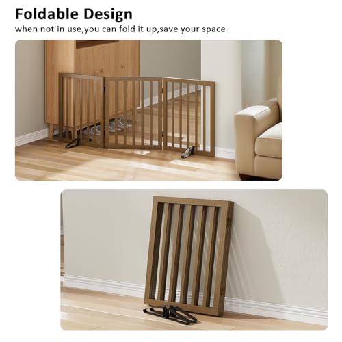 Dog Gate for Stairs (Black Walnut / 3 Panel - 55 inches Wide)