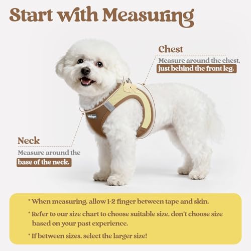 Dog Harness Medium Sized and Leash Set (Brown & Beige / M (chest: 16 - 18.5"))