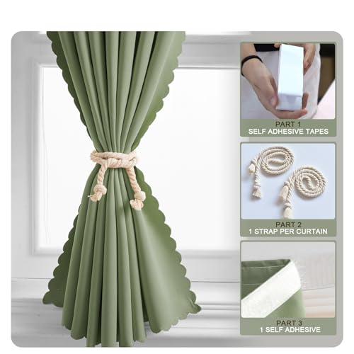 Adhesive Curtains (35"W x 79"L (Pack of 1) / Sage Green)