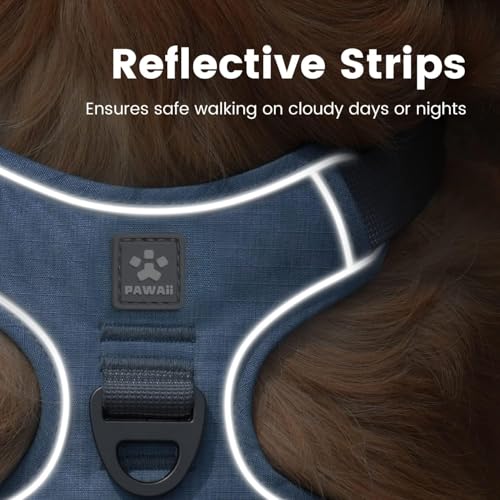 No Pull Dog Harness with Pet ID Tag (XS(Bigger than Normal(Chest: 12"-17")) / Denim Blue)