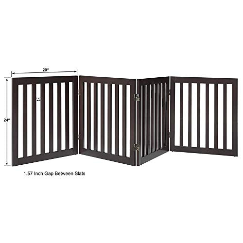 24”H Free Standing Pet Gate for Dog Cat (Espresso / 80"W×24"H)