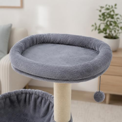 Cat Tree with Cat Condo and Two Hammocks (Small / grey2)