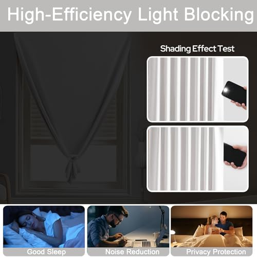 No Drill Blackout Curtains for Windows (White / 25"W x 40"H)